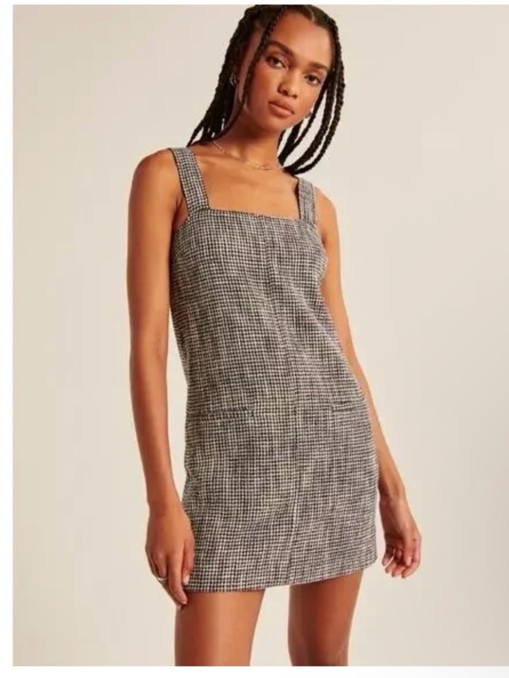 Abercrombie & Fitch Tweed Shift Mini Dress Size Large Tall houndstooth Preppy